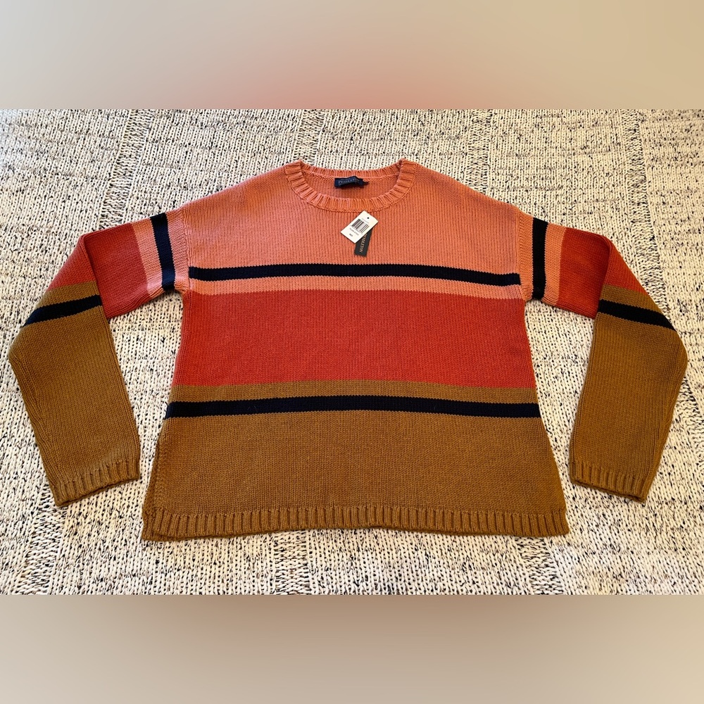 Pendleton Women’s Relaxed-fit Stripe Pullover Sweater Pink Tan Size M NWT - Picture 5 of 8